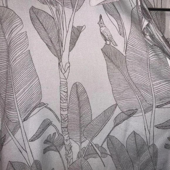 Harris Wilson Cesarine Birds Botanical Print White Grey Viscose  Button Up Shirt - Picture 9 of 12